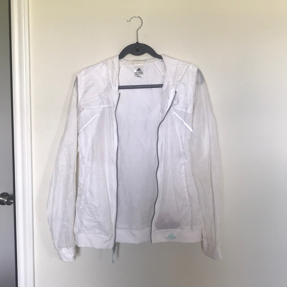white rain jacket zip up